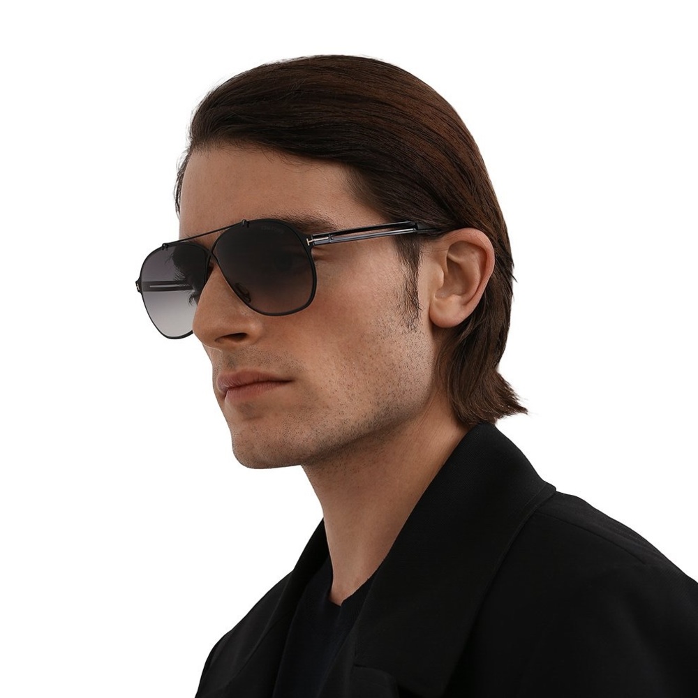 Tom Ford Eyewear Orson Black Round Frame Sunglasses TF829